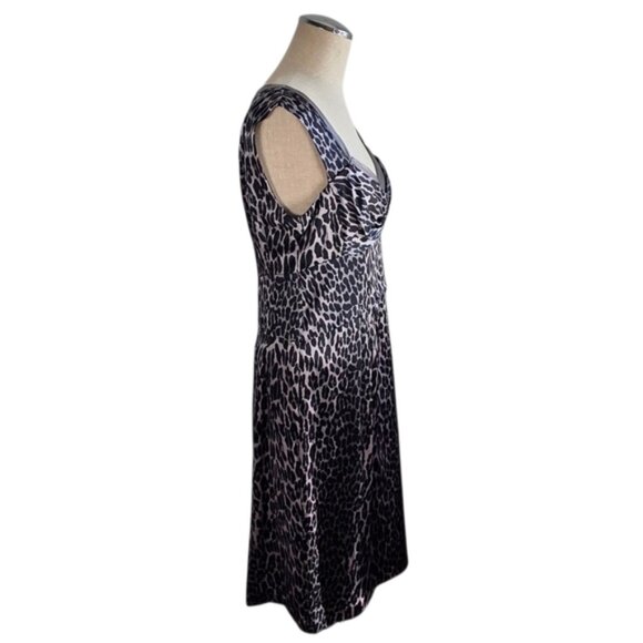 Nanette Lepore Ever More 100% Silk Leopard Print Black Lined Dress Sz 6 - Picture 3 of 12